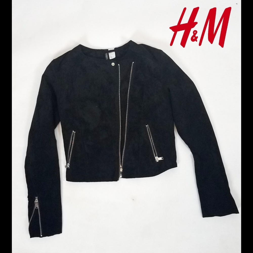 H & M Divided Black Suede Moto Jacket - Picture 1 of 7